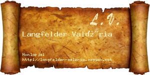 Langfelder Valéria névjegykártya